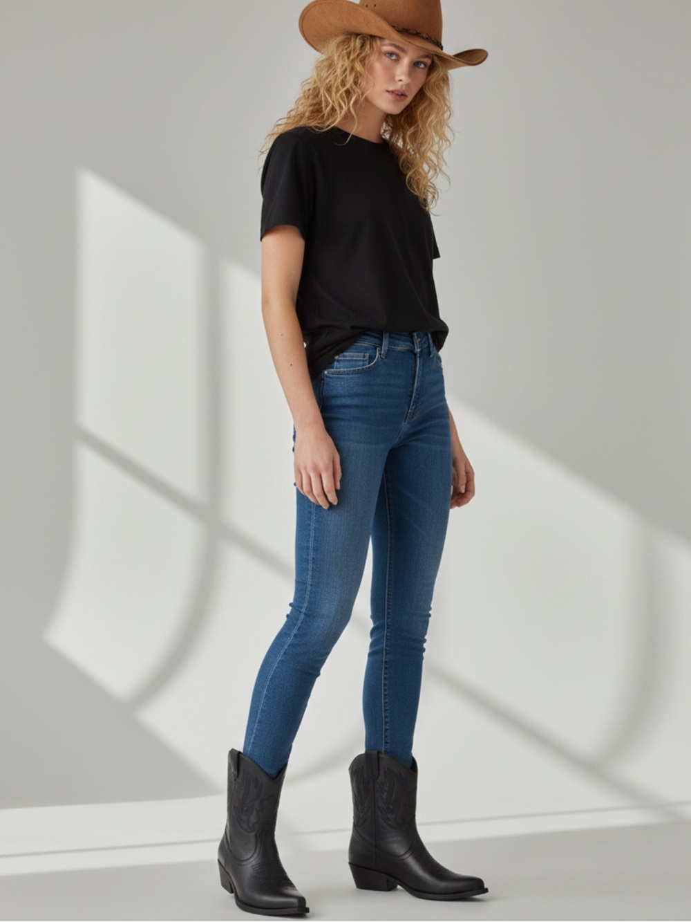 NWT- SO Black COWBOY Heeled Boots